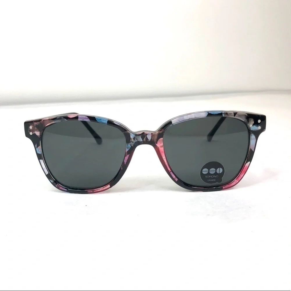 KOMONO Renee Floral Sunglasses Black Pink NEW